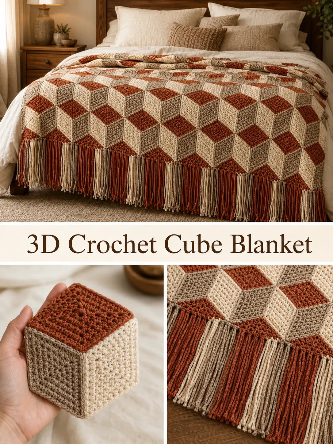 3D Crochet Cube Blanket Pattern