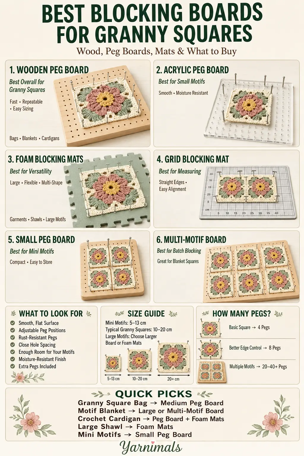 Best Blocking Boards for Granny Squares: Wood, Peg Boards, Mats & What to Buy