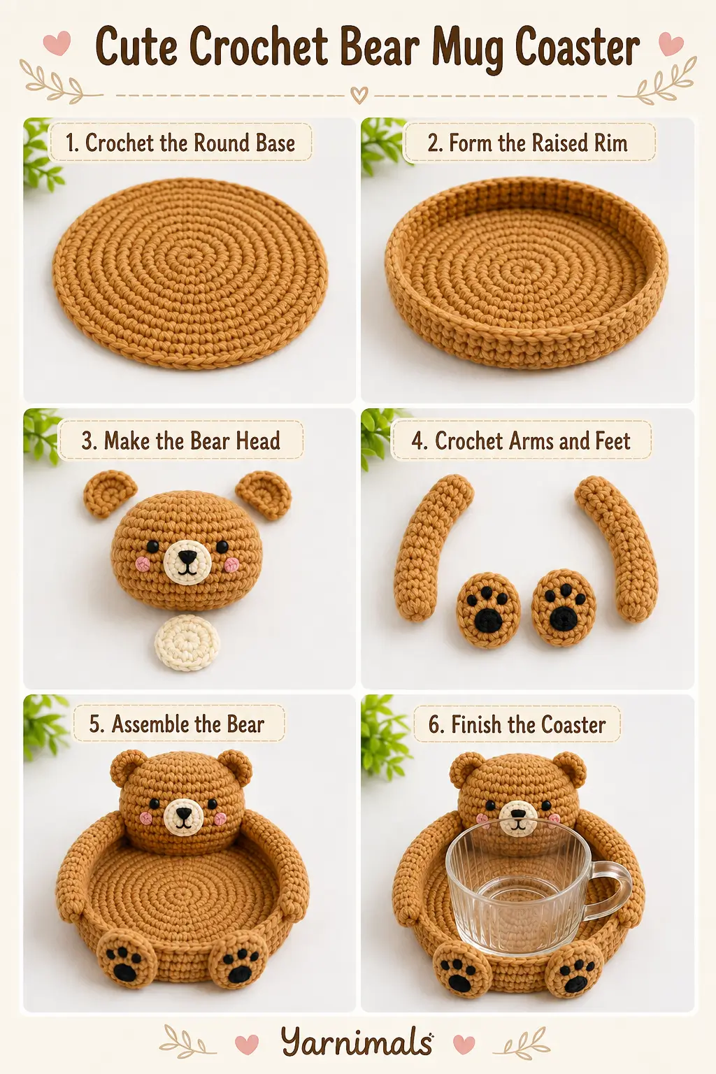 Cute Crochet Bear Mug Coaster