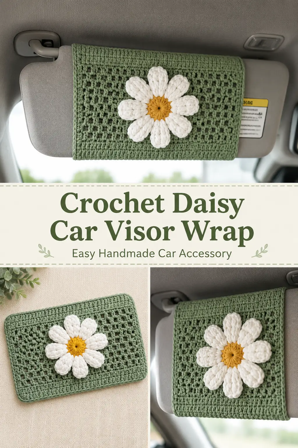 Crochet Daisy Car Visor Wrap Pattern