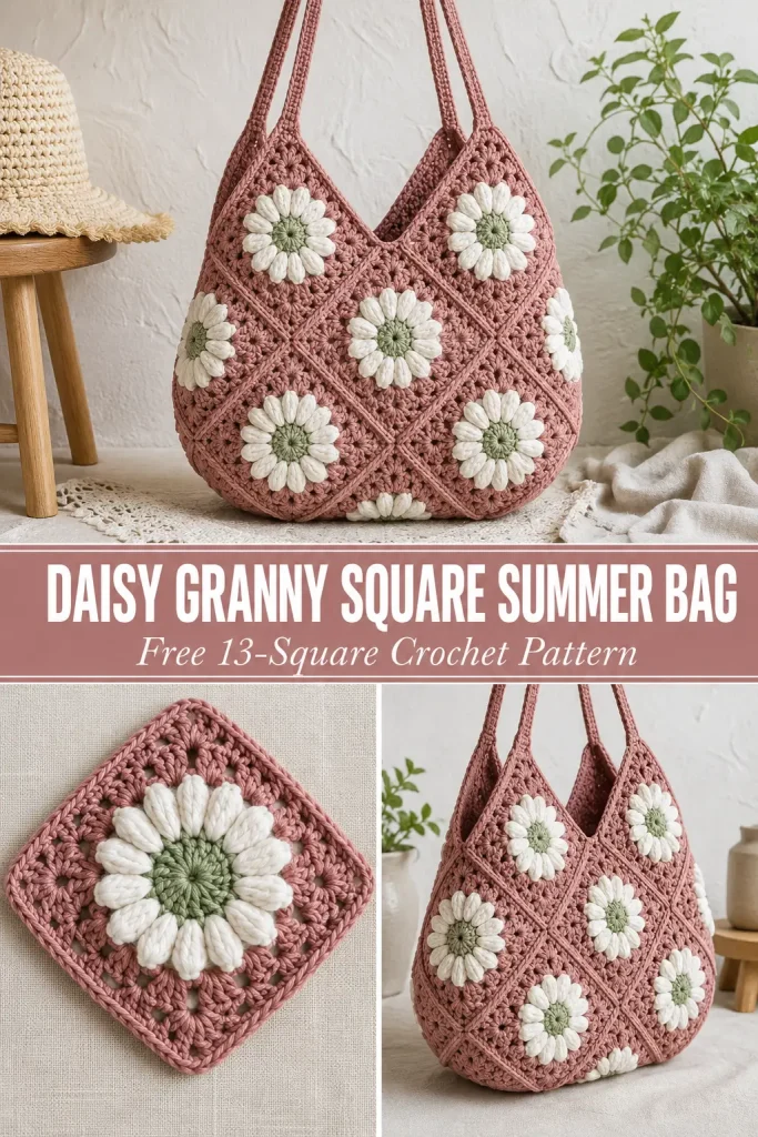 Thirteen flower squares, one soft summer bag