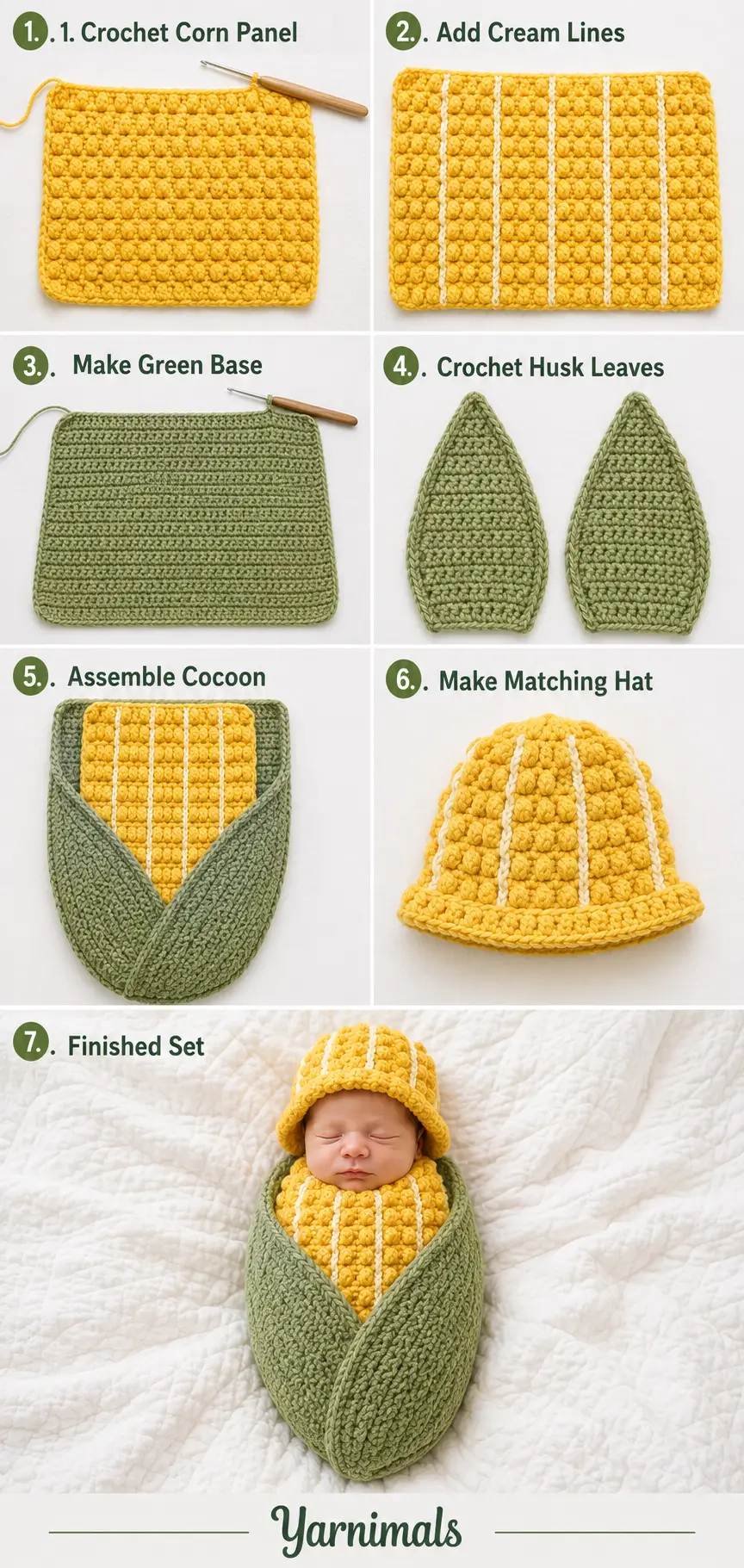 Crochet Baby Corn Cocoon and Hat Pattern