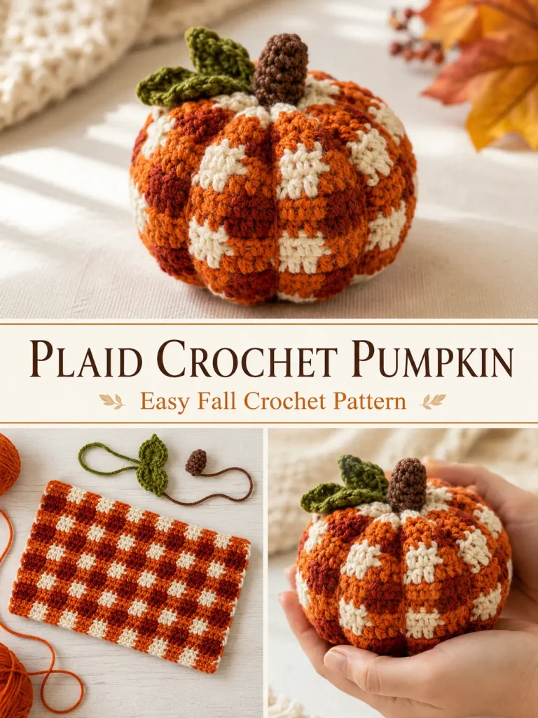 This Plaid Crochet Pumpkin Might Be My Favorite Little Fall Project
