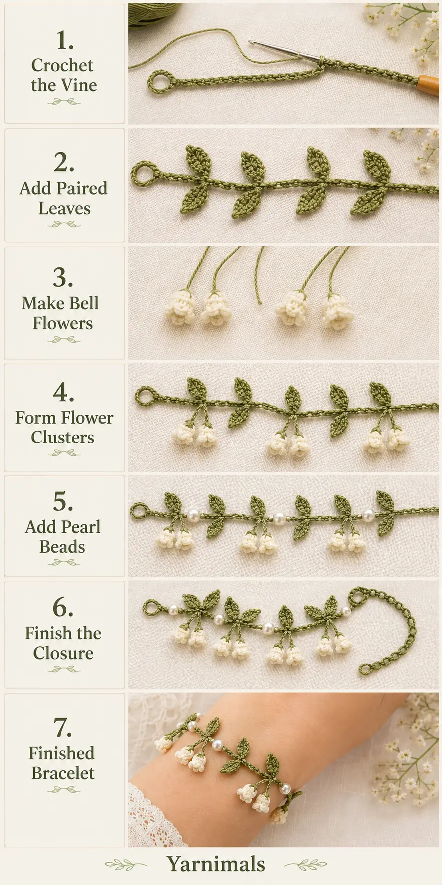 Easy Crochet Lily of the Valley Bracelet Pattern