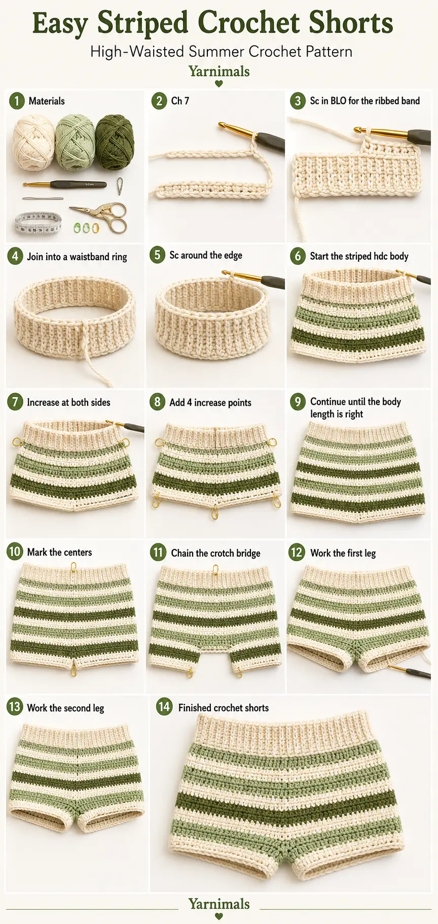 Easy Striped Crochet Shorts Free Pattern