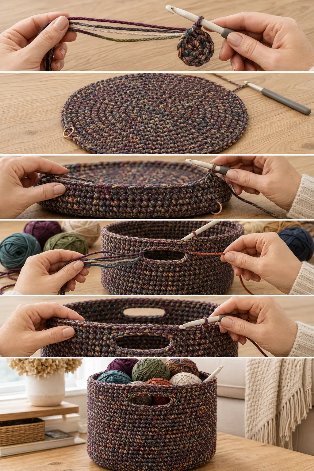 I Held Four Yarn Scraps Together — And Got This Gorgeous Crochet Basket