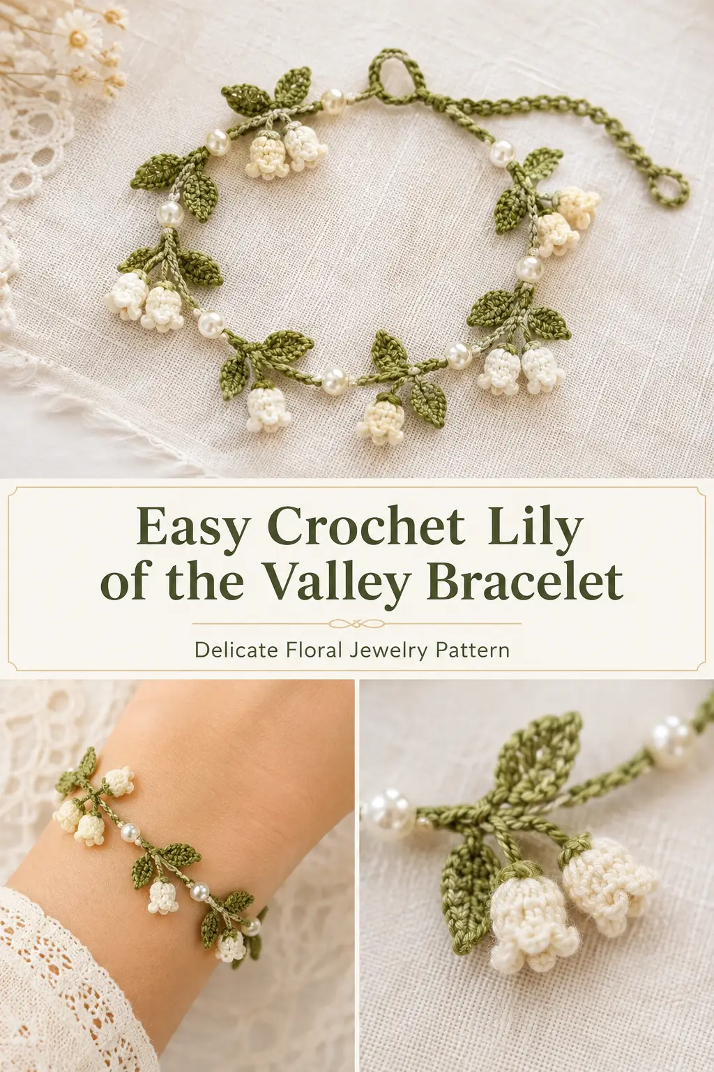 Easy Crochet Lily of the Valley Bracelet Pattern