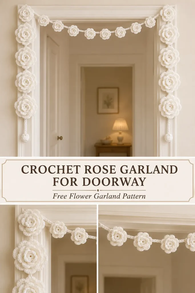 Crochet Rose Garland for Doorway – Free Flower Garland Pattern
