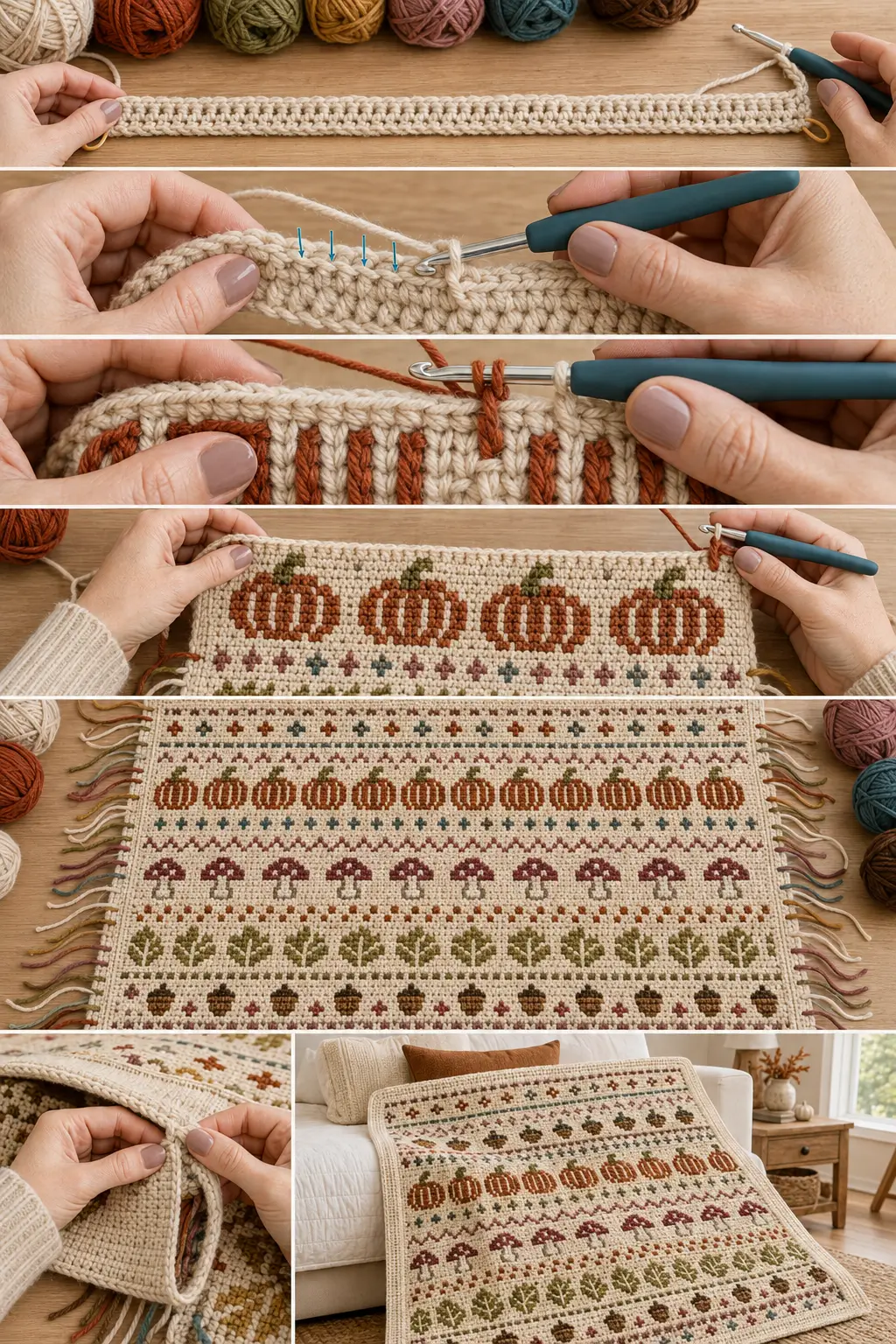 Autumn Crochet Blanket Looks Like a Tapestry