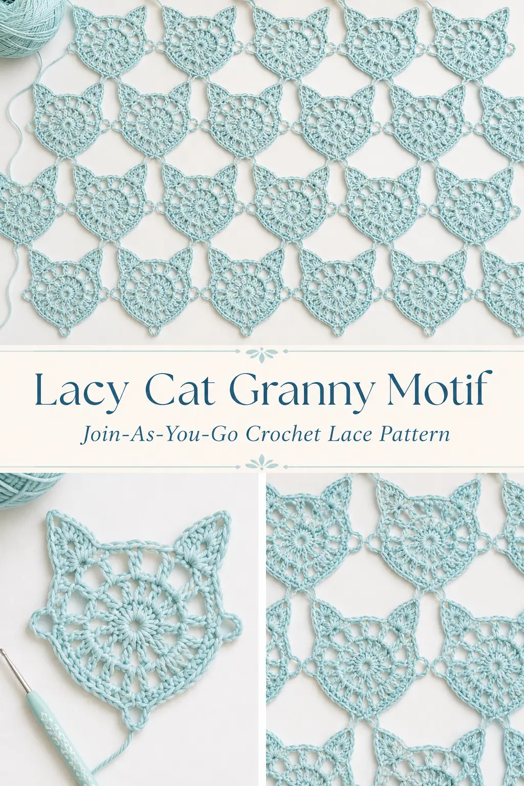 Lacy Cat Granny Motif Free Crochet Pattern