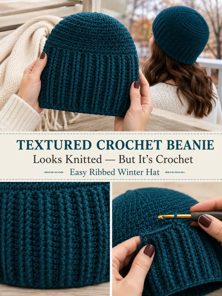 This Crochet Beanie Looks Knitted
