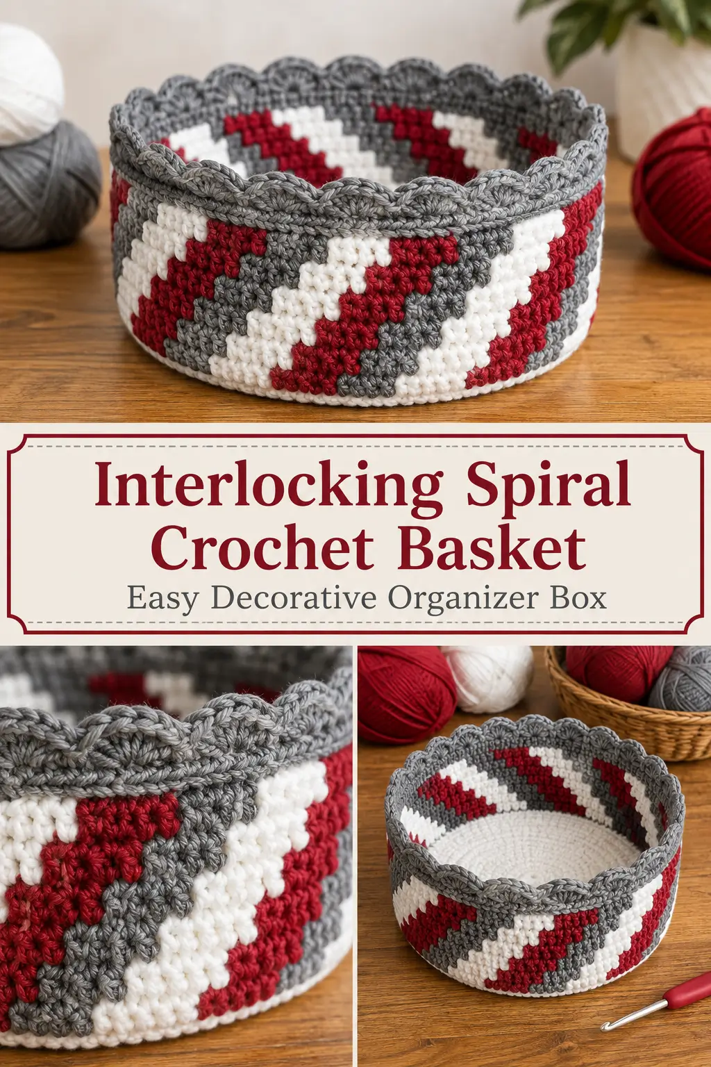 Interlocking Spiral Crochet Basket Free Pattern