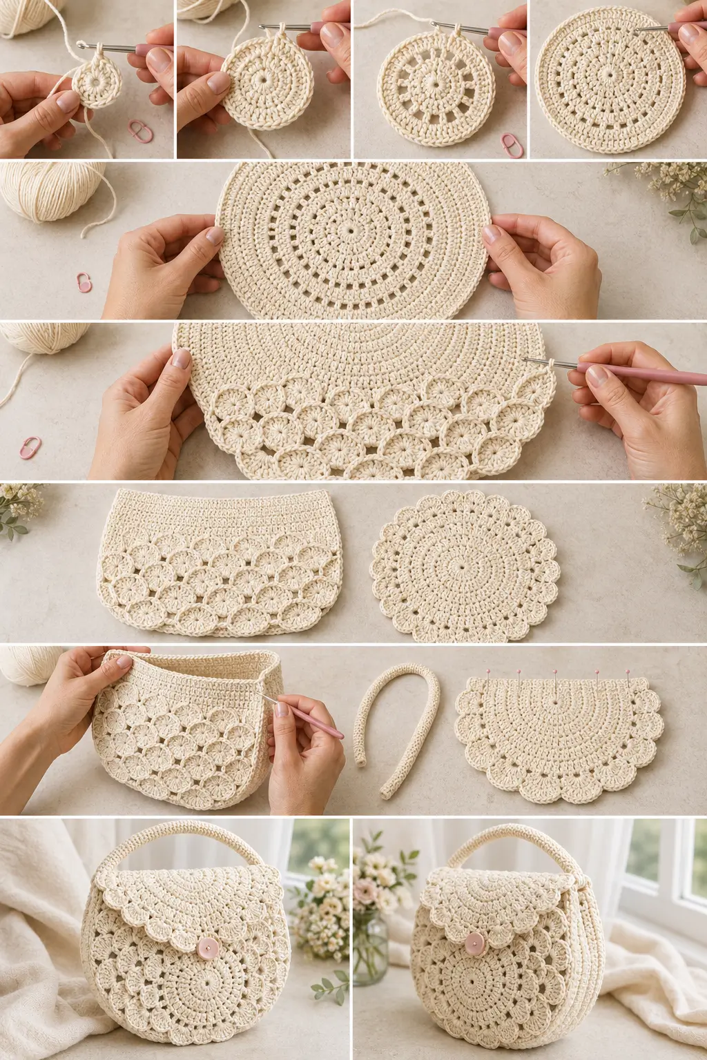 Viral Crochet Scallop Bag steps