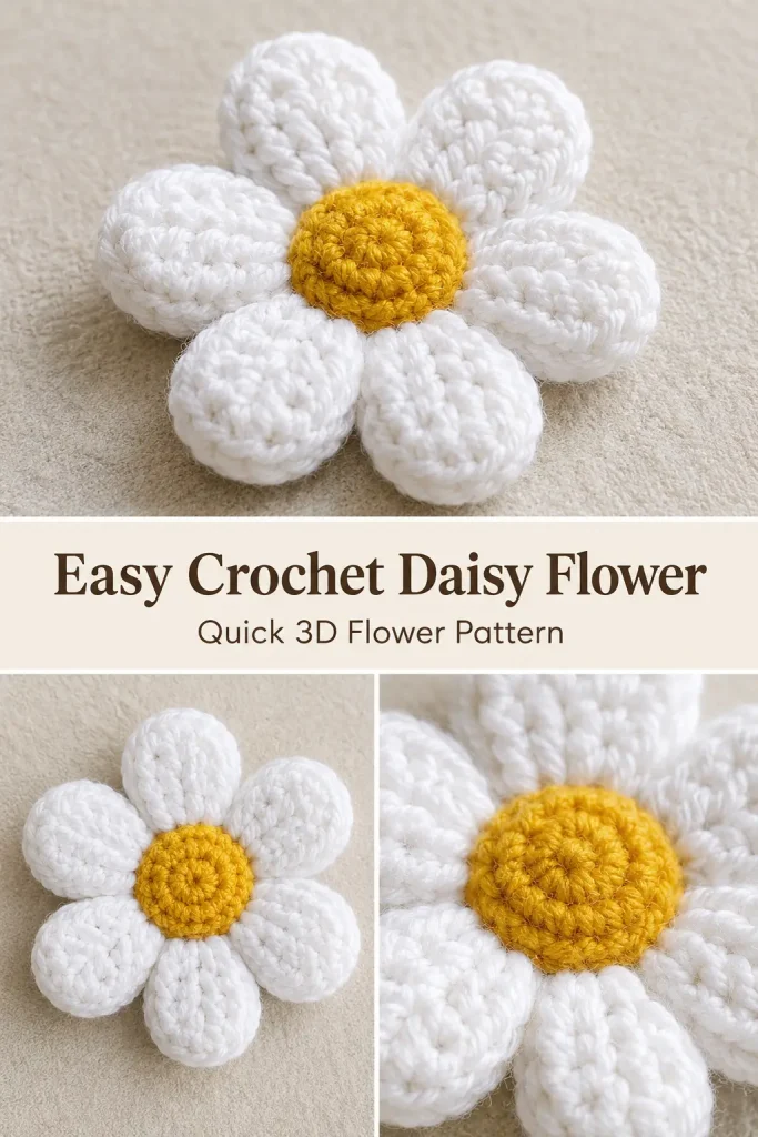 Easy Crochet Daisy Flower Pattern – 3D Puff Petal Daisy