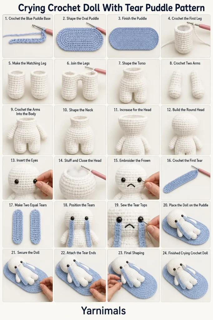 Crying Crochet Doll With Tear Puddle Pattern