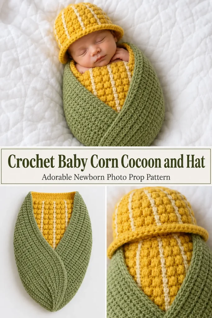 Crochet Baby Corn Cocoon and Hat Pattern