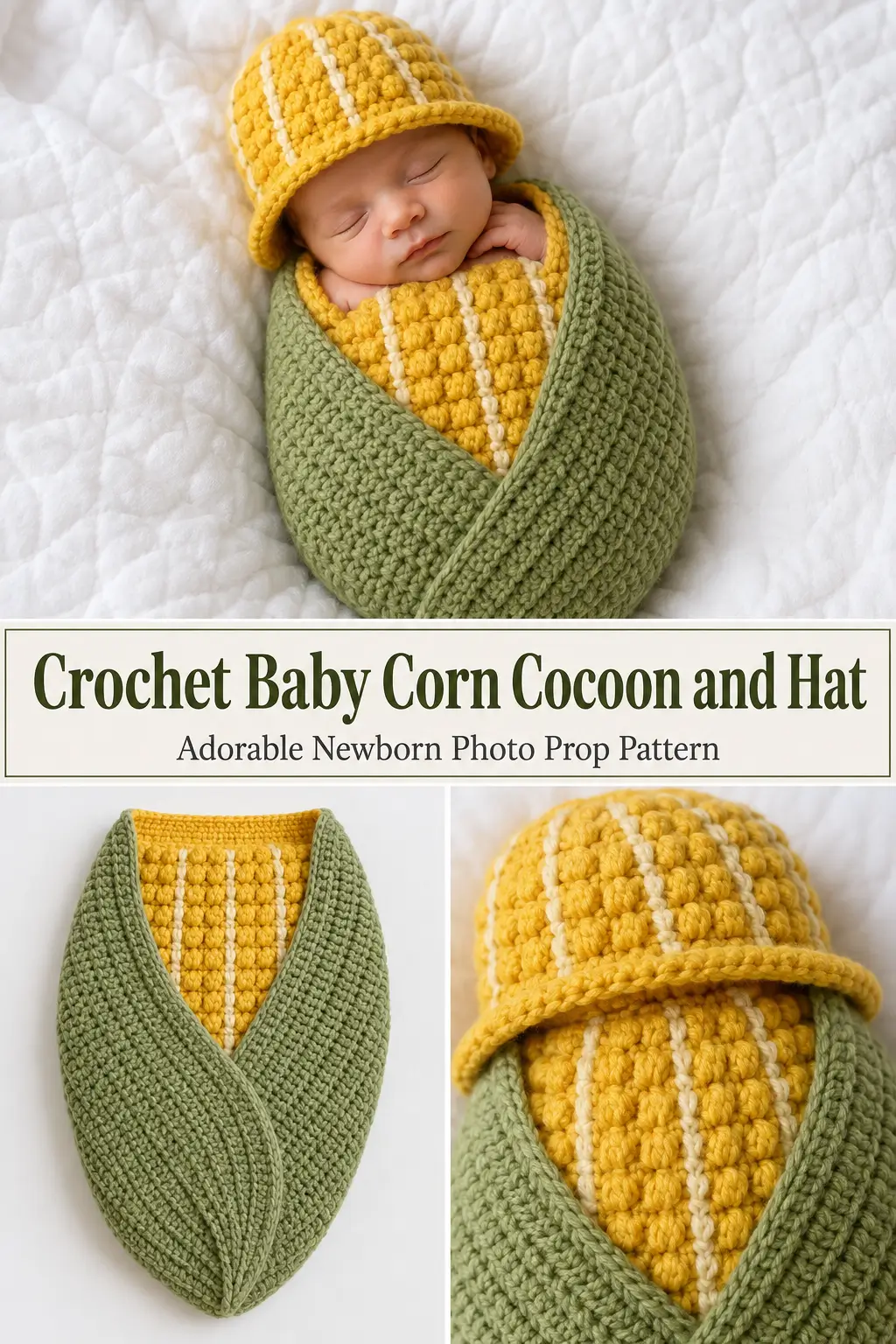 Crochet Baby Corn Cocoon and Hat Pattern