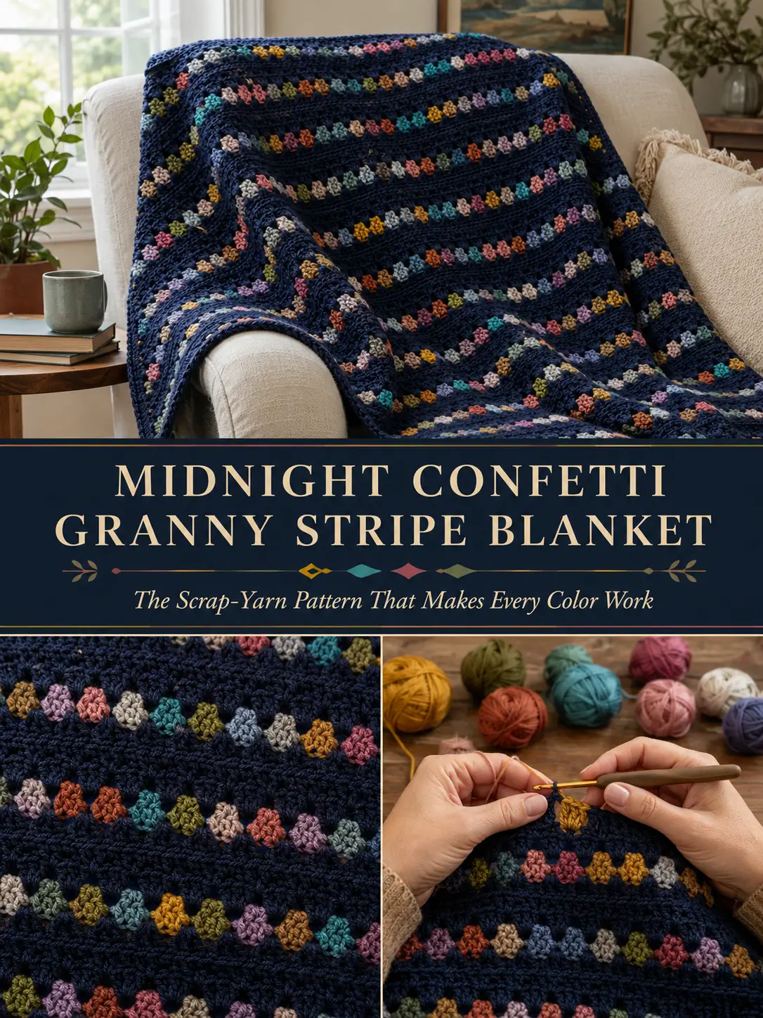 I Used My Smallest Yarn Scraps Against Midnight Blue — And This Blanket Happened