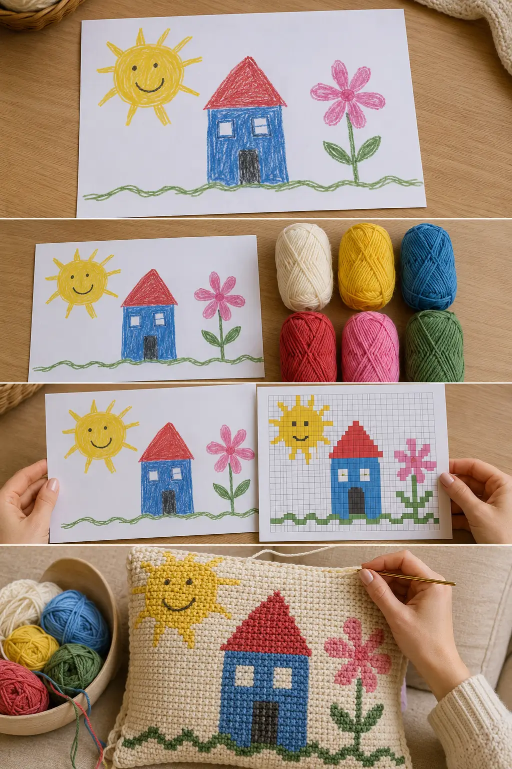 I Turned a Child’s Drawing Into a Crochet Pillow — And It Actually Worked