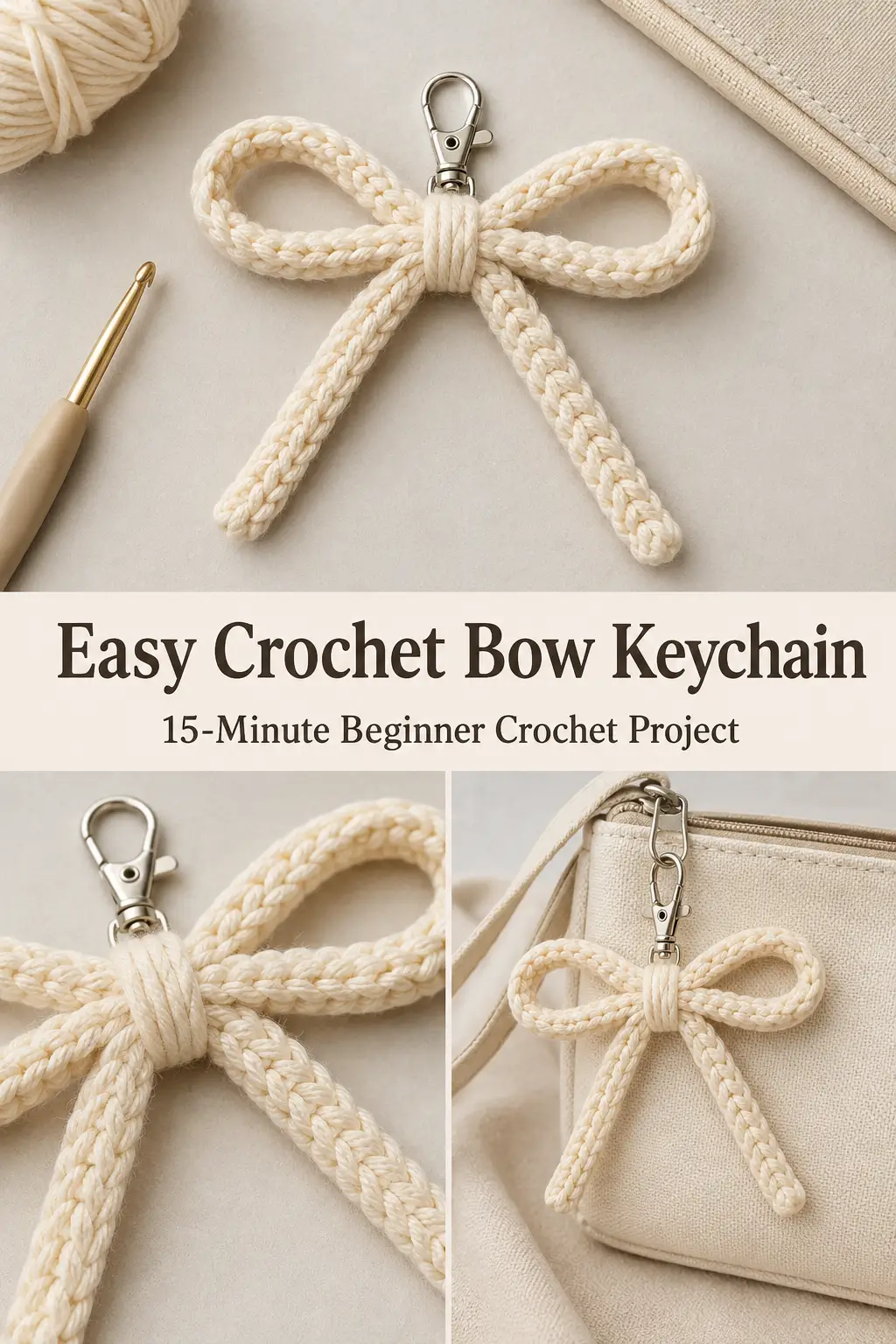 Easy Crochet Bow Keychain Free Pattern for Beginners