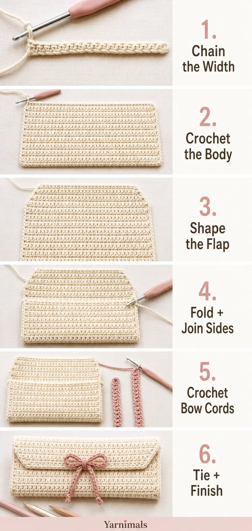 Easy No-Sew Crochet Bow Pencil Case Pattern – Any Size