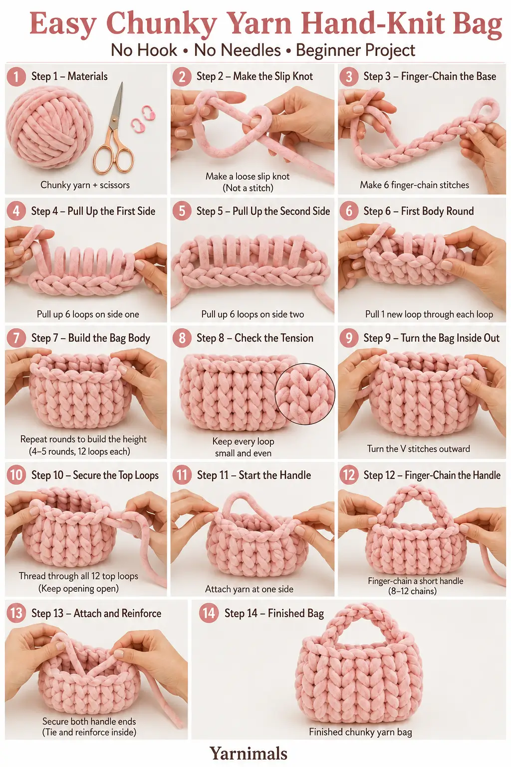 Easy Chunky Yarn Hand-Knit Bag Pattern