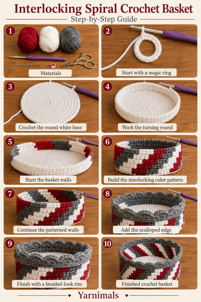 Interlocking Spiral Crochet Basket Free Pattern