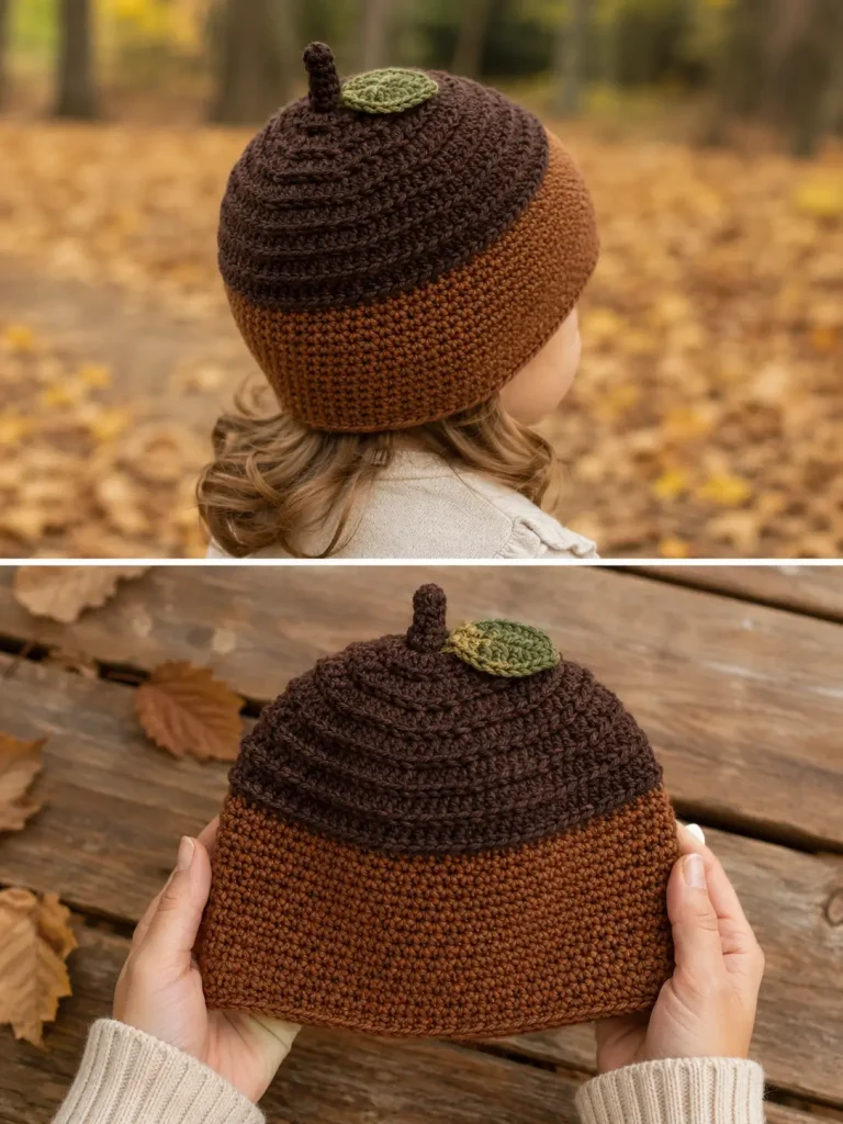 This Little Acorn Crochet Hat Might Be the Cutest Thing I Make This Fall