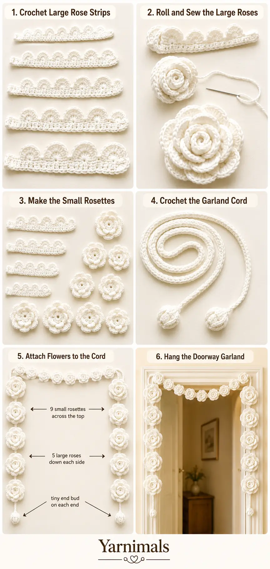 Crochet Rose Garland for Doorway – Free Flower Garland Pattern