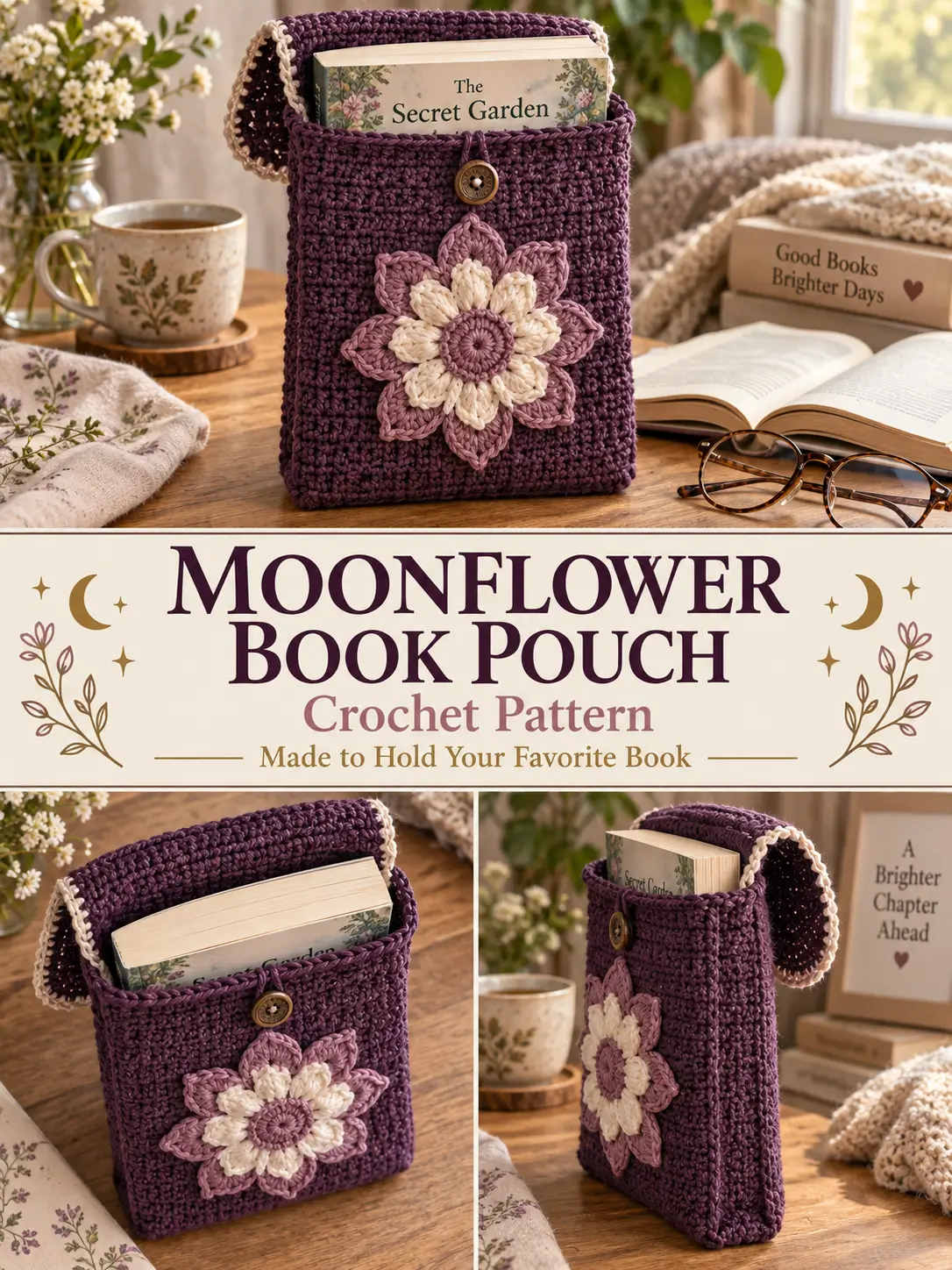 Moonflower Book Pouch Crochet Pattern