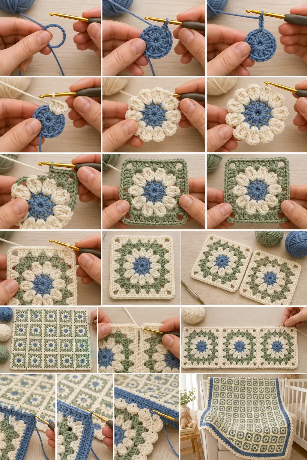 Floral Granny Square Baby Blanket Pattern