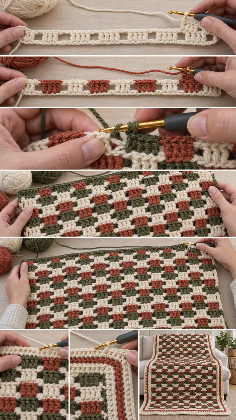 Interlocking Block Crochet Blanket Pattern