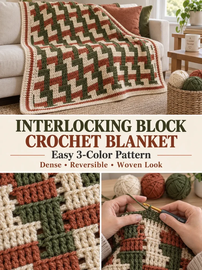 Interlocking Block Crochet Blanket Pattern