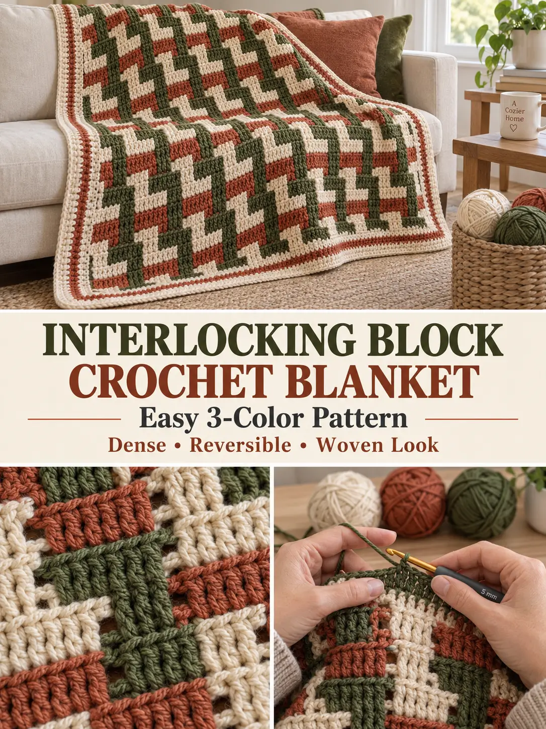 Interlocking Block Crochet Blanket Pattern