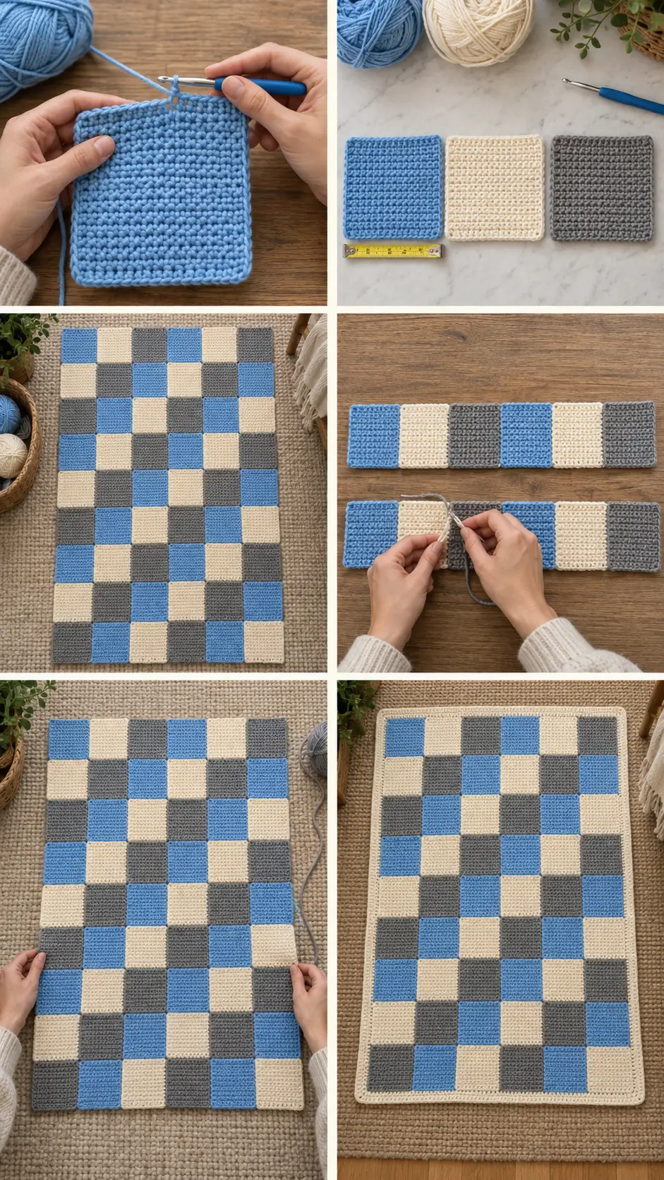 Easy Checkerboard Crochet Blanket Pattern