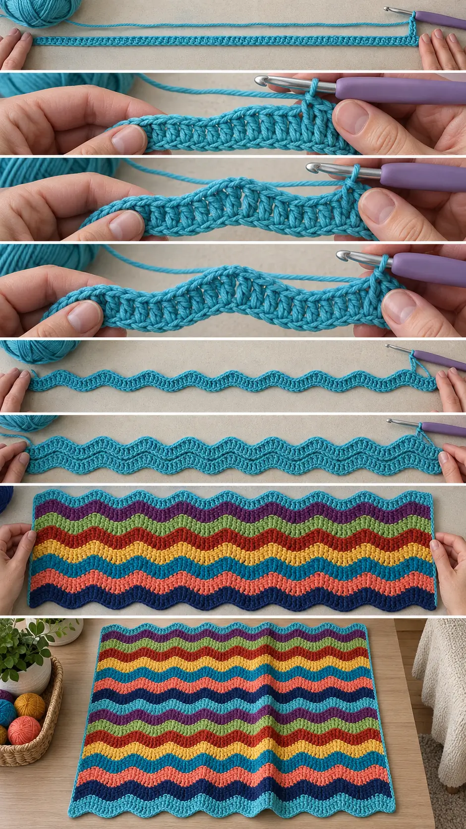 Colorwave Ripple Crochet Baby Blanket