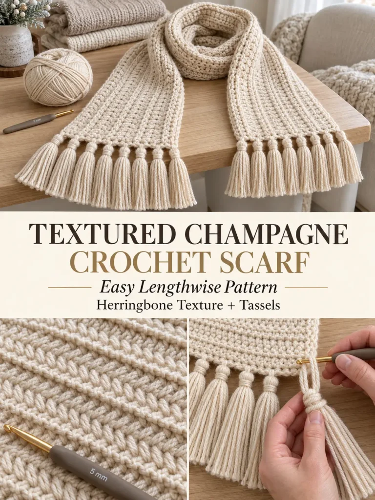 Textured Champagne Crochet Scarf Pattern