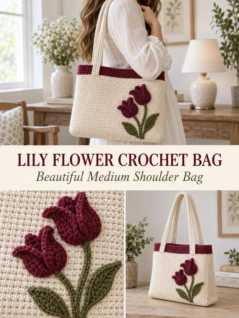Lily Flower Crochet Shoulder Bag