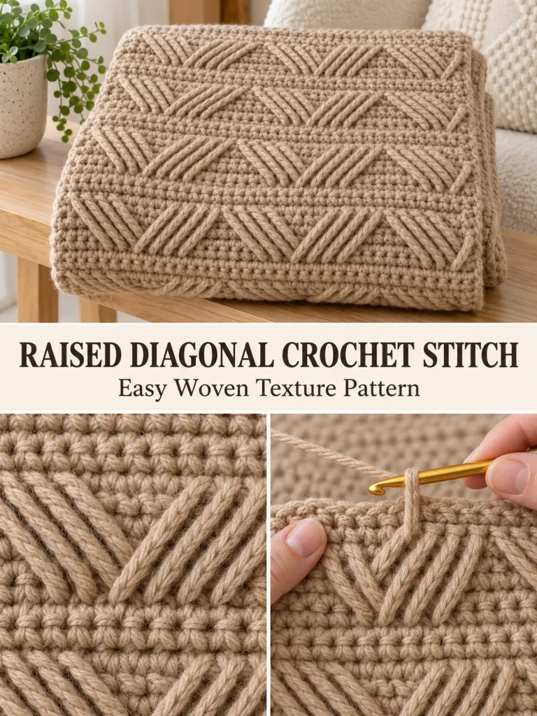 Easy Diagonal Woven Spike Crochet Stitch