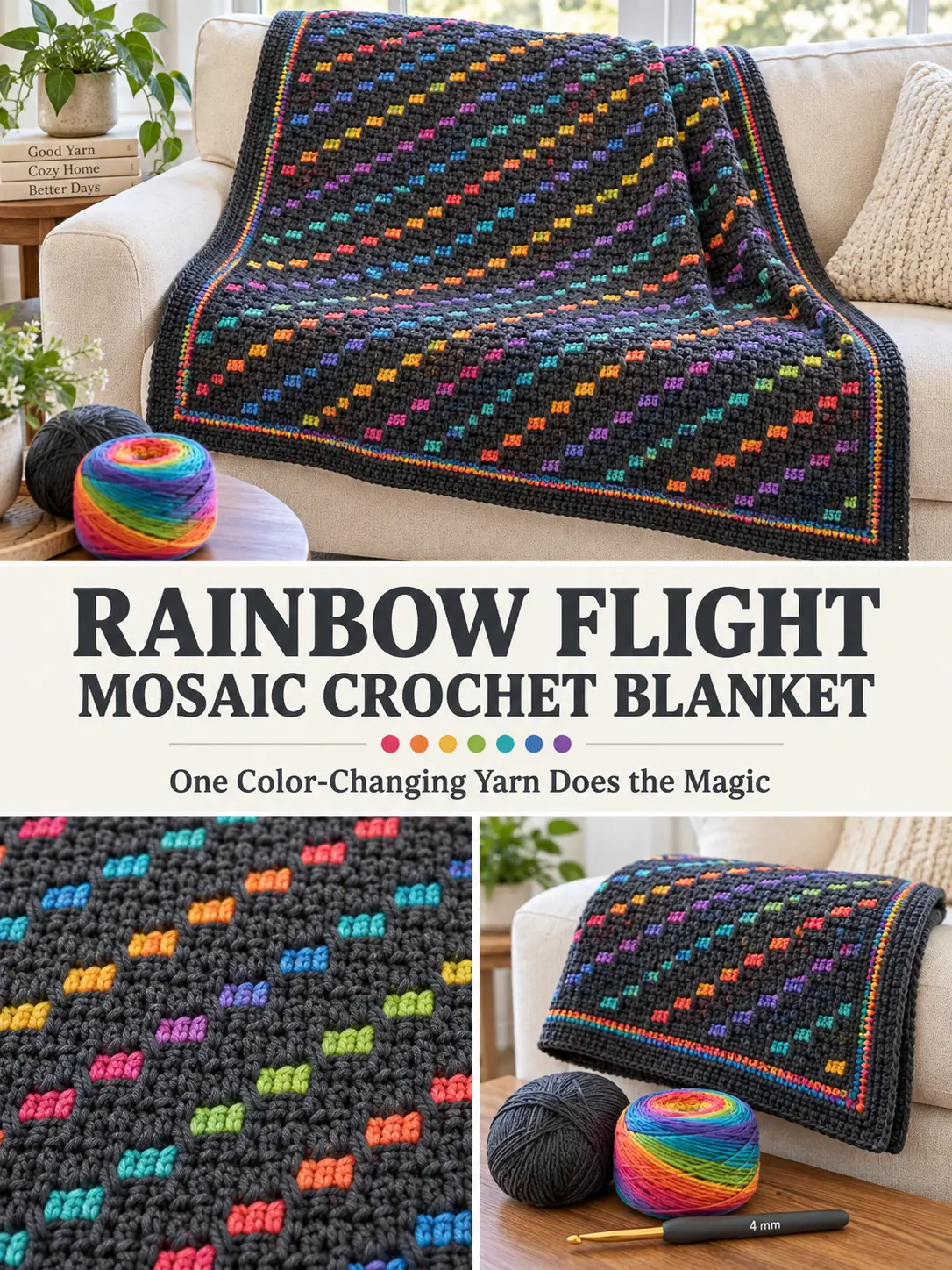 Rainbow Flight Mosaic Crochet Blanket Pattern