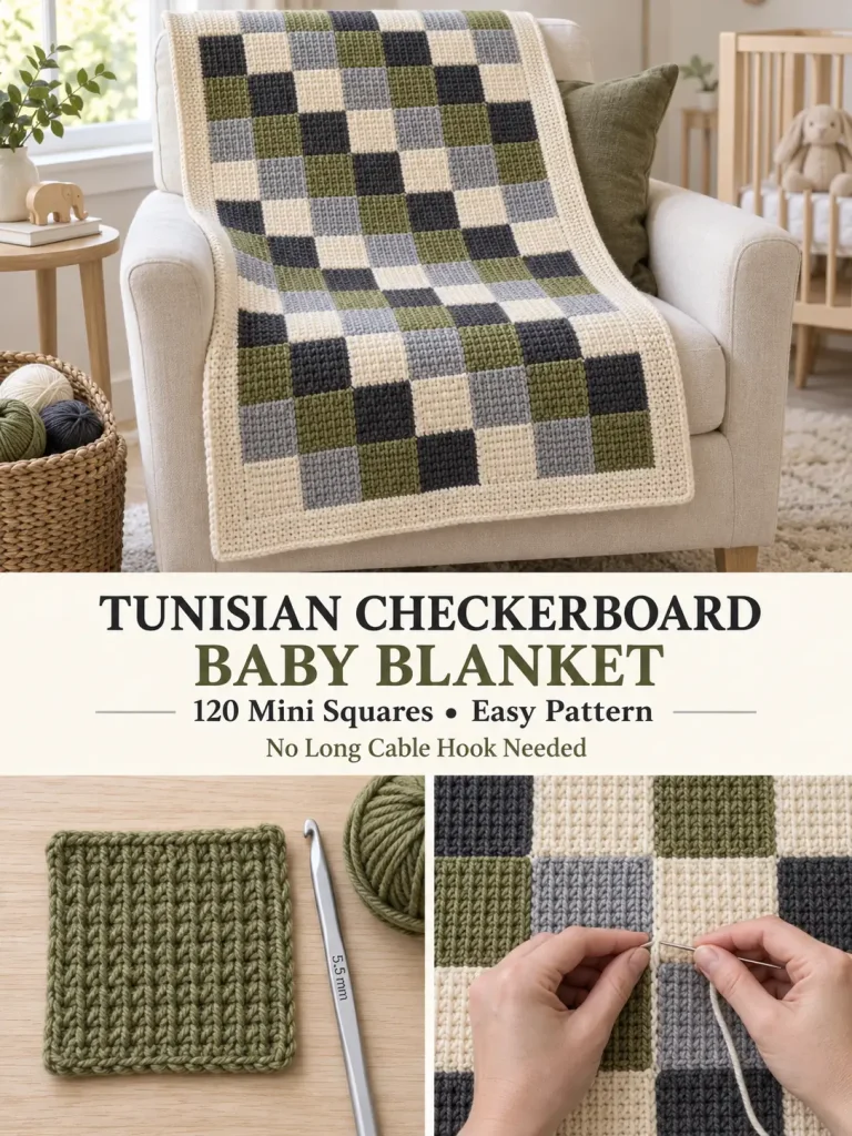 Tunisian Checkerboard Baby Blanket Pattern