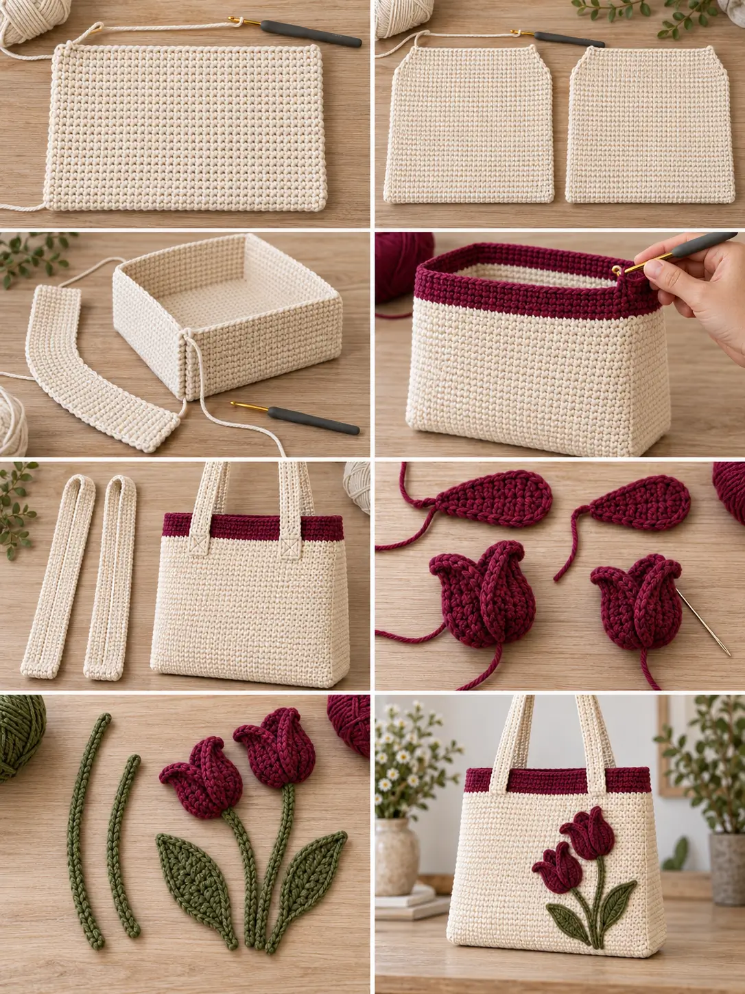 Lily Flower Crochet Shoulder Bag