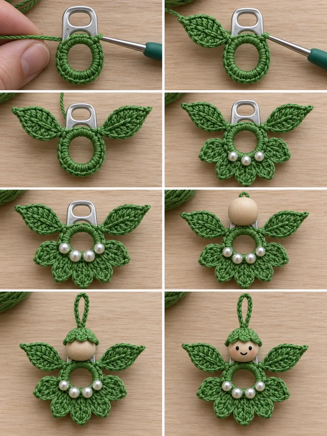 Upcycled Can-Tab Crochet Garden Doll Ornament