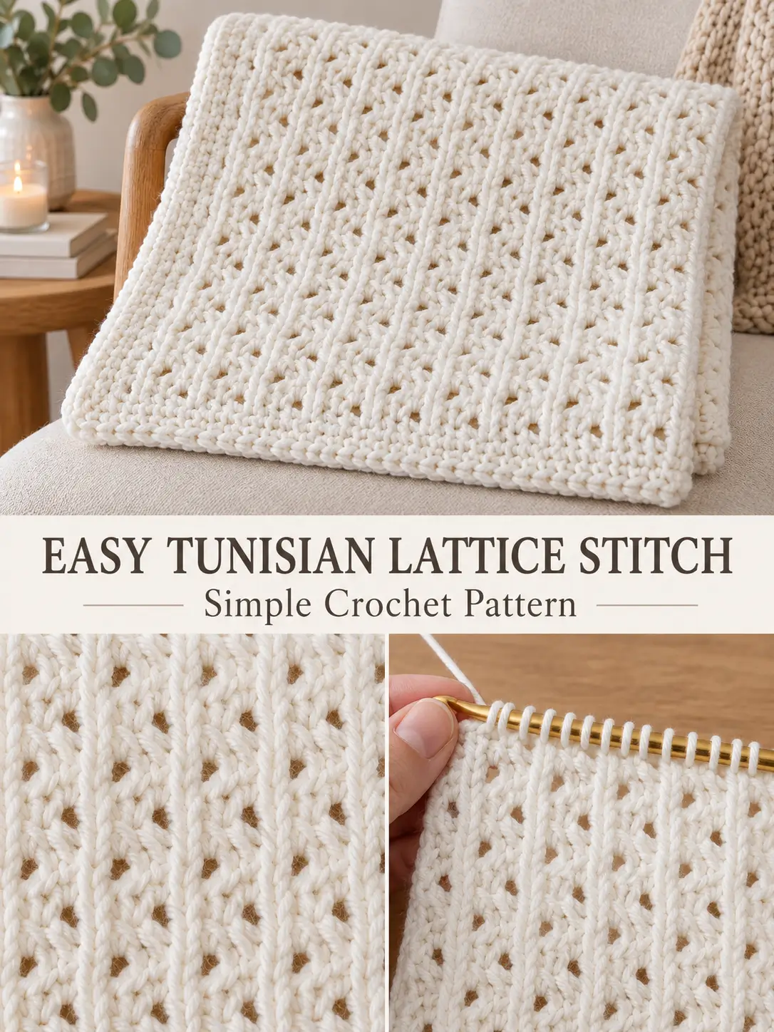 Easy Tunisian Lattice Crochet Stitch Pattern