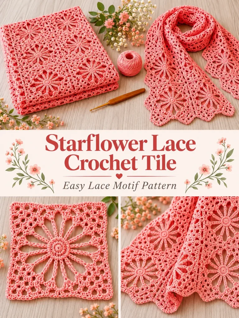 Starflower Lace Crochet Tile Pattern