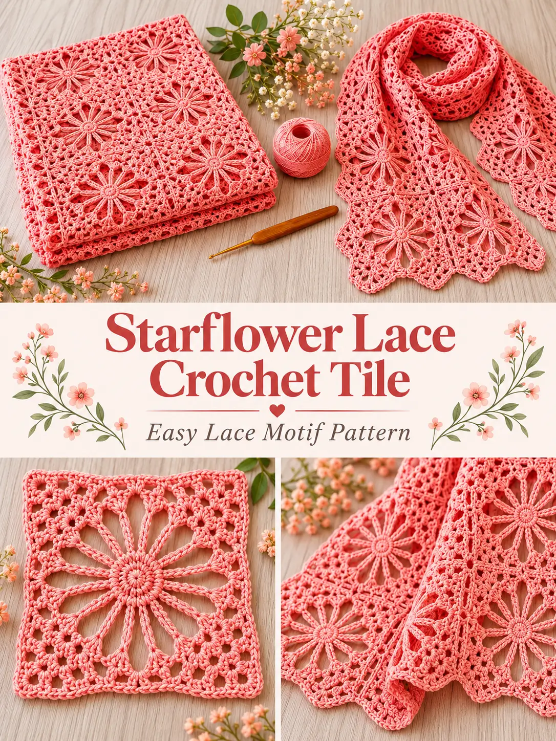 Starflower Lace Crochet Tile Pattern