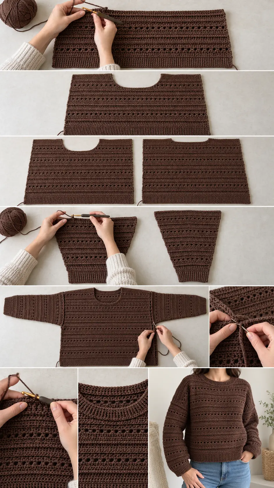 Textured Drop-Shoulder Crochet Sweater Pattern