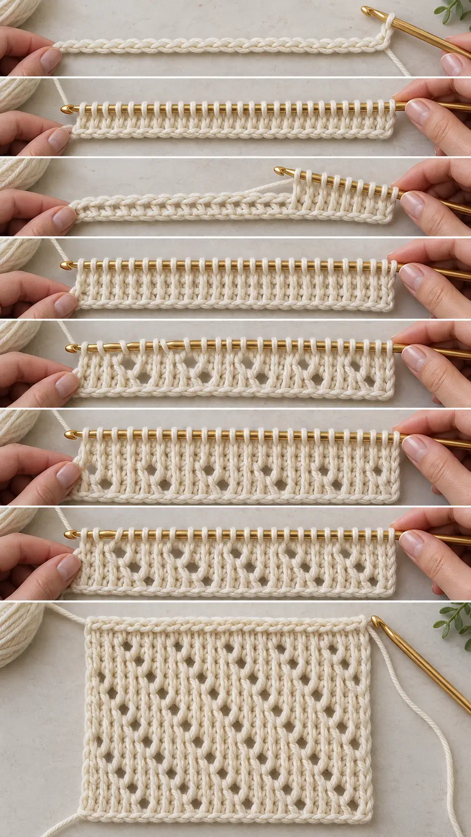 Easy Tunisian Lattice Crochet Stitch Pattern