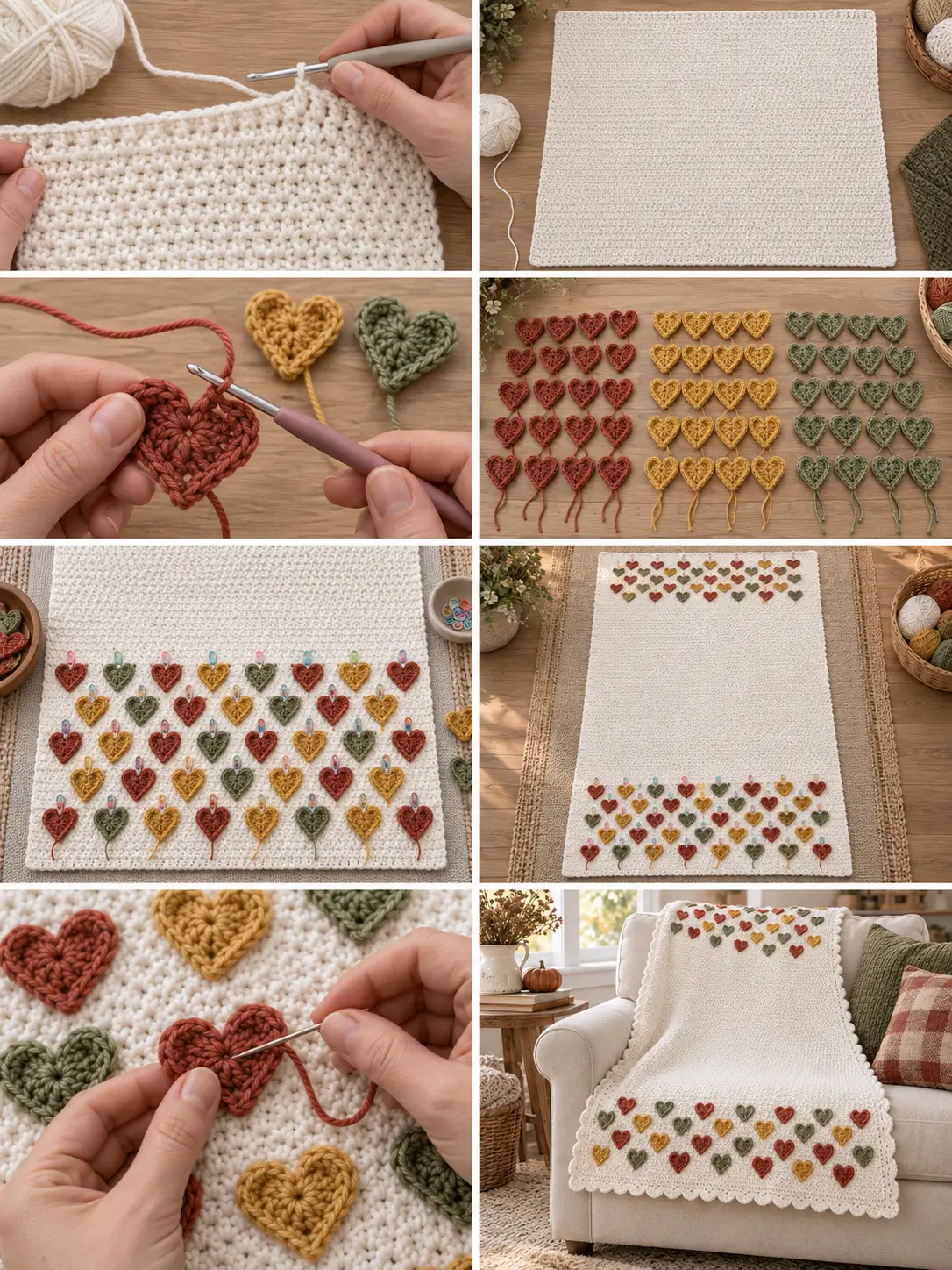 Tiny Heart Meadow Crochet Blanket