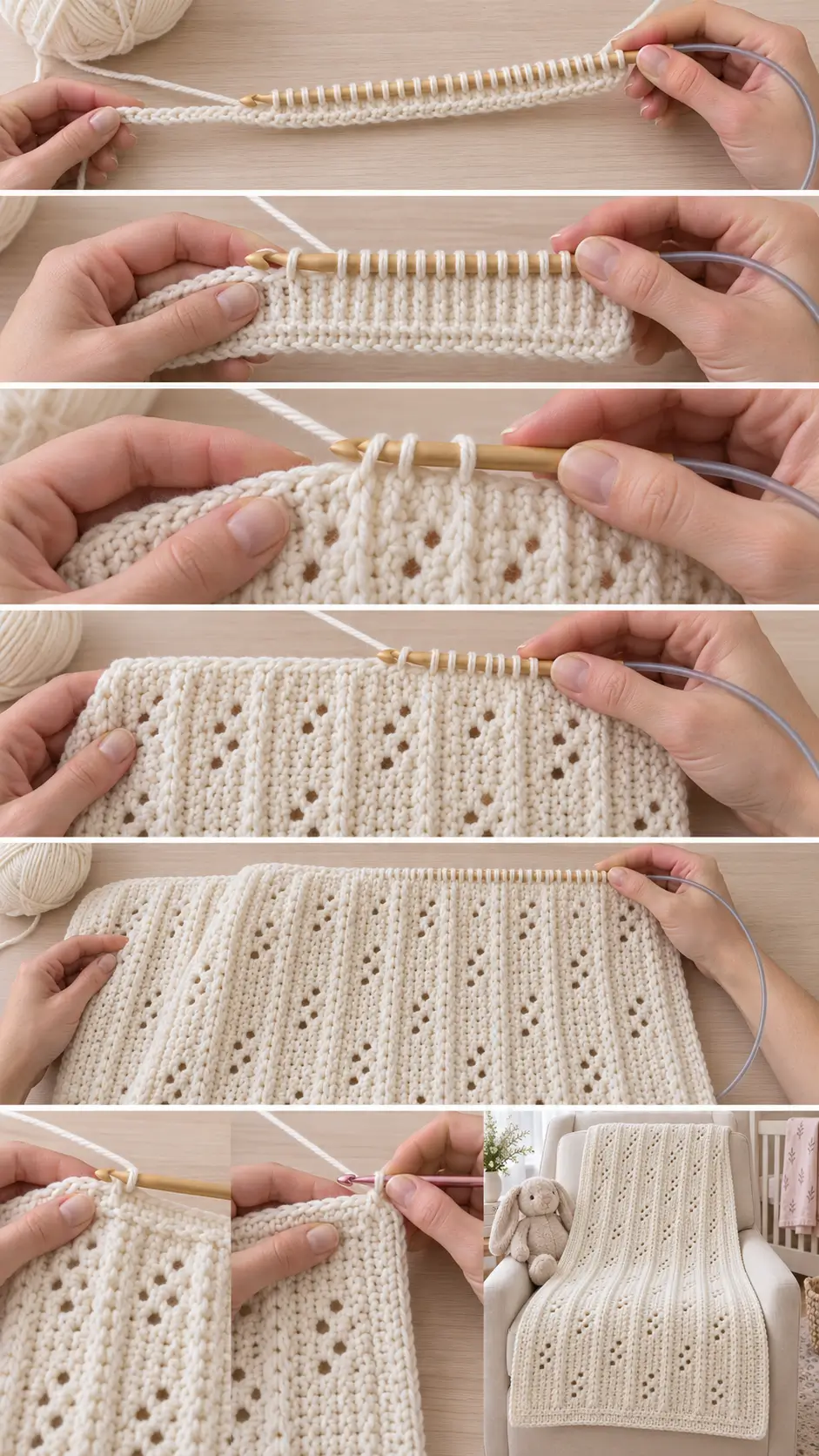 Easy Tunisian Lace Baby Blanket Pattern